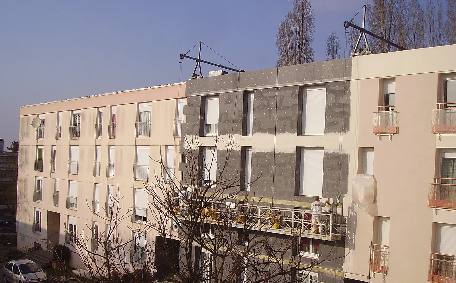 Multistory building exterior insulation with graphite EPS boards