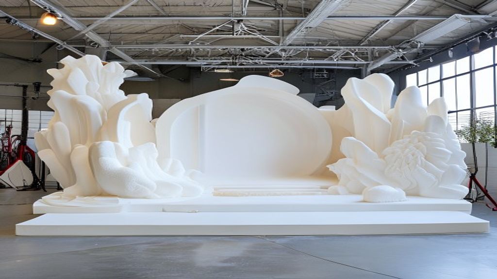 Foam props for film, theater, weddings, and event production — architectural shapes, themed decorations, large prop pieces