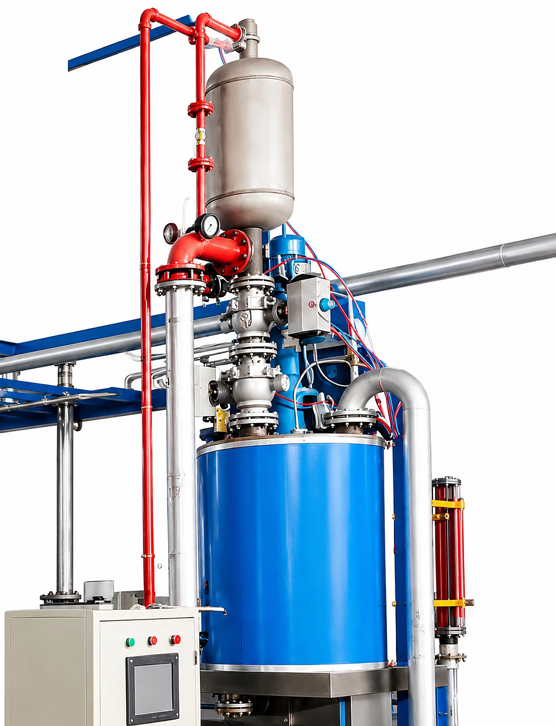 1. Foaming Chamber (Vertical Pressure Vessel + Top-Mounted Agitator)