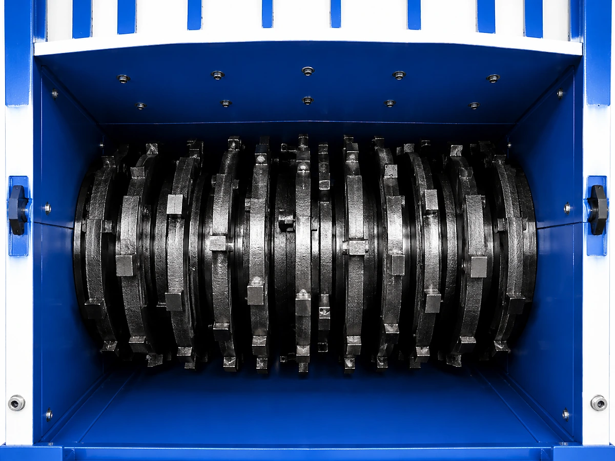 2. High-Strength Cutting Chamber (Dual-Rotor Cambered Shredders + Polishers)